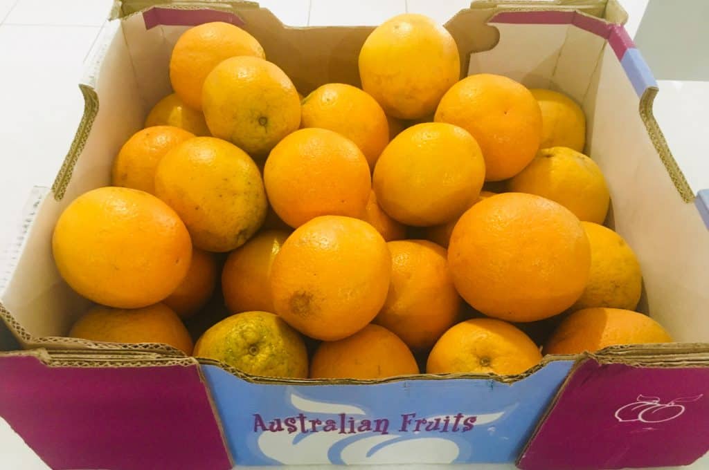 Box of Fresh Oranges